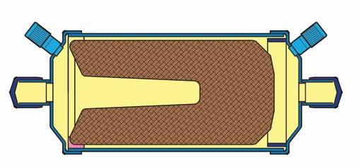 mesh fornece retenção de partículas sólidas com queda minima de pressão Camada de feltro protegendo o núcleo contra quebra por vibrações Acabamento pintado por pulverização resistente à corrosão