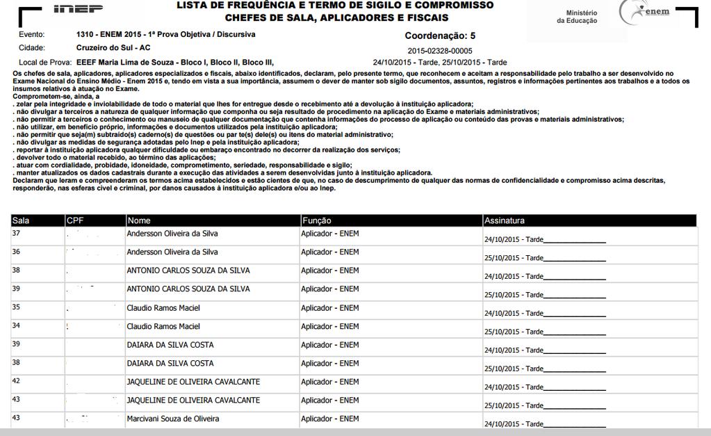 Observação: É de suma importância, que os colaboradores sejam alocados no SinCad e disponham de login e