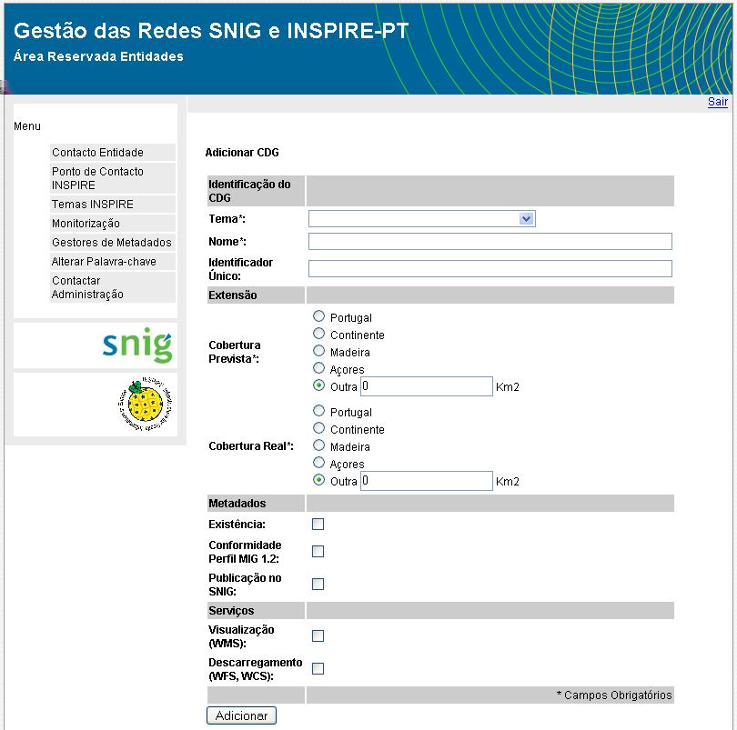 aquando da Monitorização de 2010 para caracterizar os temas dos Anexos da Directiva INSPIRE e as Autoridades Públicas formalmente responsáveis pelos Conjuntos de Dados Geográficos de cada Tema.