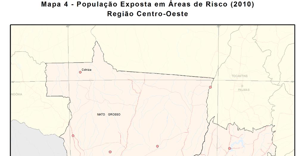 A Região Sudeste, com 308 municípios analisados, sobressaiu com maior contingente populacional residindo em áreas de risco, com 4 266