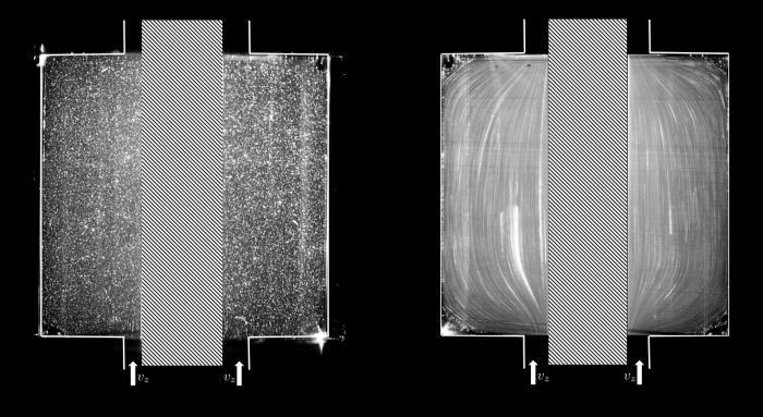 A visualização do escoamento é feita através de fotos, tiradas por uma câmera fotográfica digital, de planos gerados por um laser continuo, cuidadosamente alinhados a fim de minimizar efeitos da luz