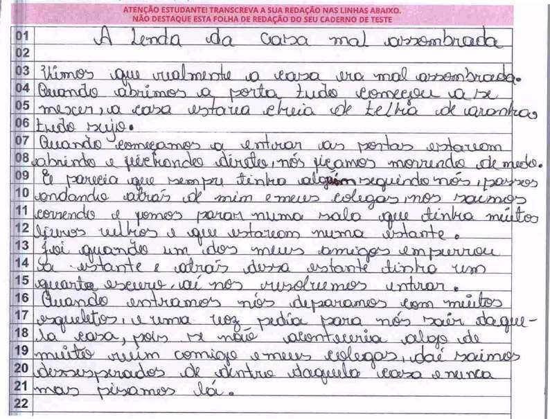 INADEQUADO ABAIXO DO BÁSICO BÁSICO INTERMEDIÁRIO ADEQUADO AVANÇADO 0,0 0,1 2,0 2,1 4,0 4,1 6,0 6,1 8,0 8,1 10,0 O aluno com escrita em nível INTERMEDIÁRIO no 8º ano do Ensino Fundamental compõe uma