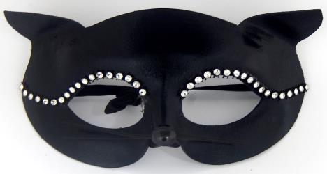 Máscara mulher gato preta com glitter, EVA