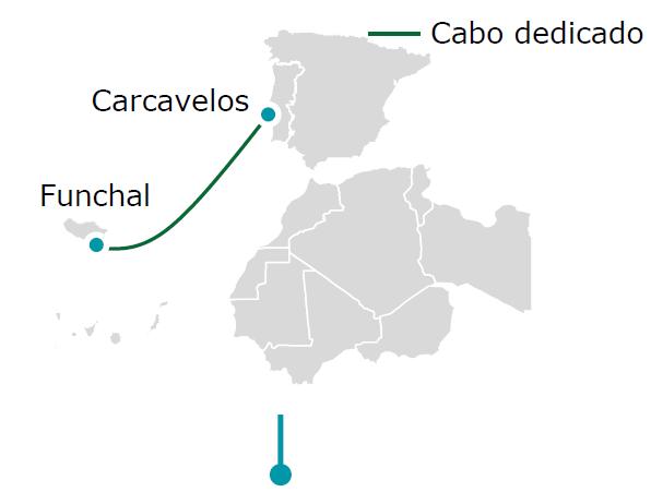 Cenários de implementação do novo sistema ótico submarino No estudo efetuado consideraram-se 5 cenários de implementação: Cenários de implementação do novo sistema ótico submarino Cenário 1 Cenário 2