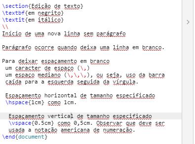 13/02/2017 5-COMANDOS E DICAS BÁSICAS 3-Texto em negrito: Ex: \textbf{em negrito}, \bf{em negrito} 4-Texto em itálico Ex: \textit{em itálico}, \it{em itálico} 5-Pular linha: \\ ao final da frase.