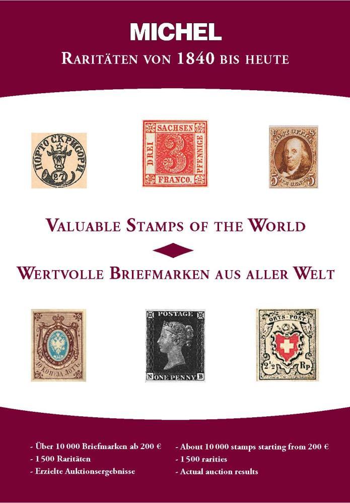 MICHEL Em 9 de julho p.f., a editora Schwaneberger Verlag GmbH lançará o Catálogo MICHEL Selos Mais Valiosos do Mundo. Com 1.200 páginas e mais de 10.