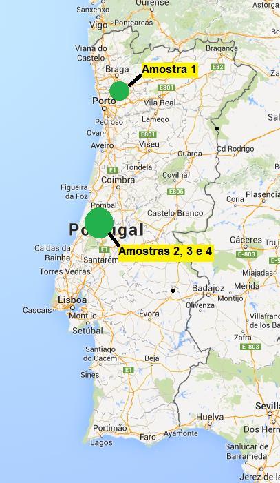 Figura 2. Origem das amostras Por forma a garantir uma adequada representatividade temporal as amostras foram selecionadas em três fases com intervalos de seis meses entre si.