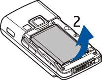 2. Para remover a bateria, puxe-a para cima, conforme apresentado (2). 3.
