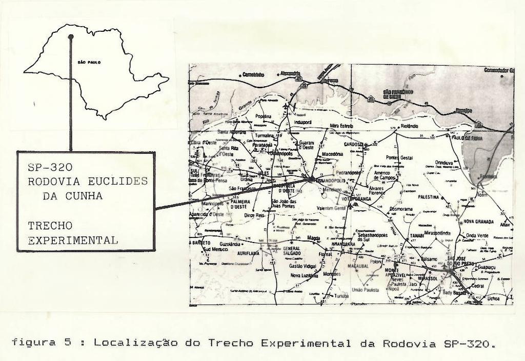 Empresa responsável pela obra Figura 5 Localização do Trecho Experimental da Rodovia SP-320.