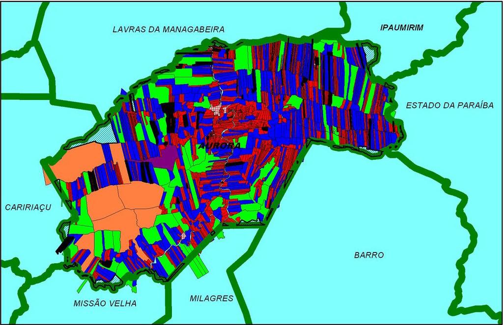 Classificação dos imóveis rurais quanto sua dimensão de módulo fiscal - Exemplo: Aurora - CATEGORIA ESTRATO DE ÁREA (ha) N IMÓVEIS (%) ÁREA DO ESTRATO (ha) (%) MÉDIA DO ESTRATO (ha) Minifundios 0 --