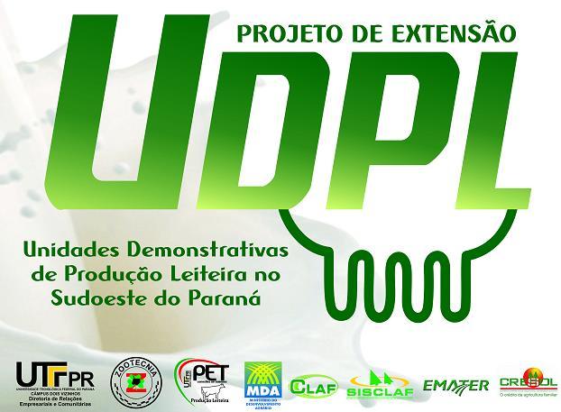 Figura 01 Logomarca do Projeto de Extensão UDPL O presente trabalho objetivou, por meio de um projeto de extensão universitária denominado de Unidades Demonstrativas de Produção Leiteira (UDPL): (i)
