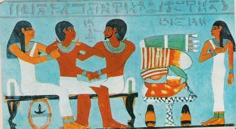 A Arte no Egito Pintura e Relevo Os egípcios estabeleceram várias regras, para manter o processo hierárquico.