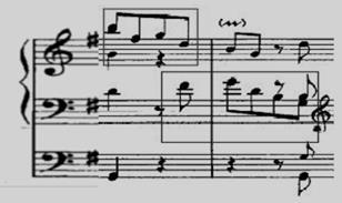 Exemplo 4: Concerto BWV 592ª, 1º mov., c. 1 A seguir, se constatamos mudanças em relação à disposição do texto musical e da rítmica.