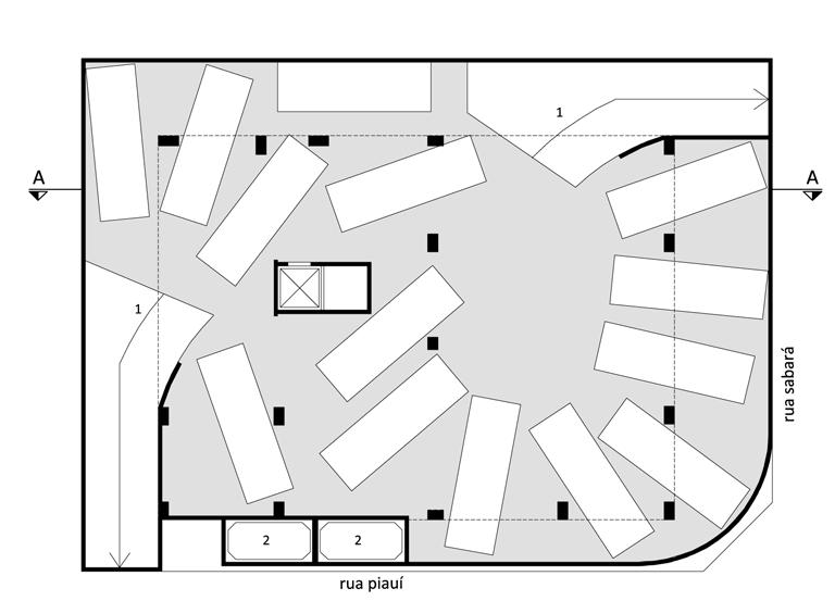 44 1 - acesso principal 2 - hall de social 3 - hall de serviço 4 - depósito de lixo 1 apto.