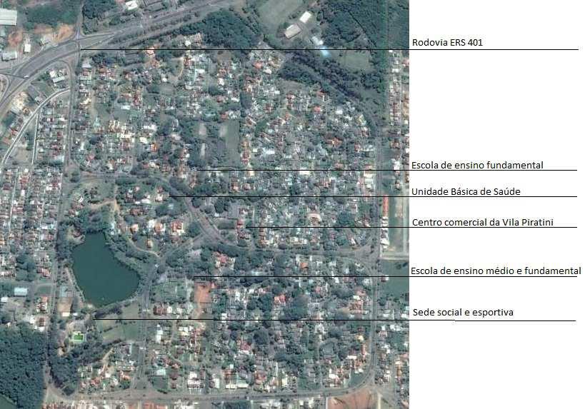 CAPÍTULO 3 METODOLOGIA 61 Figura 3.12: Imagem de satélite da Vila Piratini (Fonte: Google Earth em maio de 2015) A Vila Piratini possui 86,61ha de área superficial, perímetro de 3.