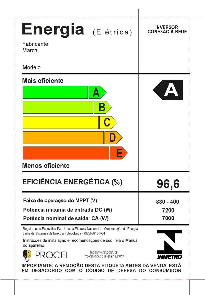 Figura 8: Selo do Programa Brasileiro de Etiquetagem do INMERO de inversores para SFCR.