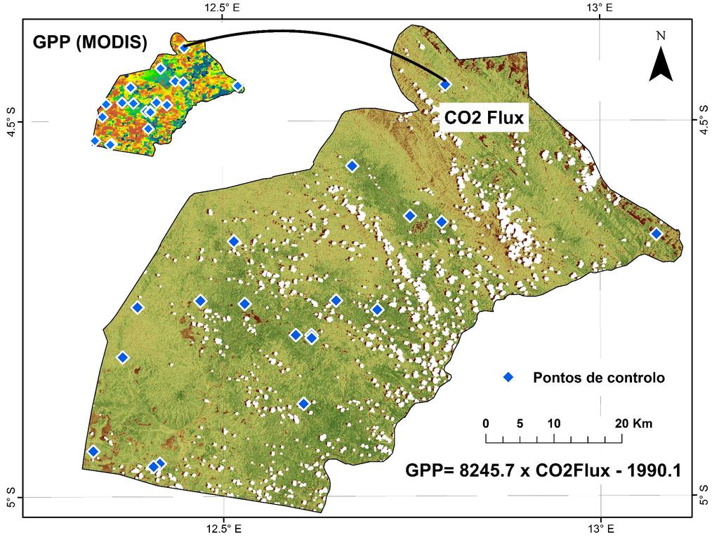 Metodologia: C02Flux vs GPP (MODIS) MODIS AQUA Dados MYD17A2: Gross Primary Production (GPP) em Kg C/m