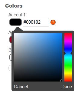Destaque 1: Este seletor controla a cor da imagem de fundo do cabeçalho da seção, a cor da borda e a cor do texto escuro.
