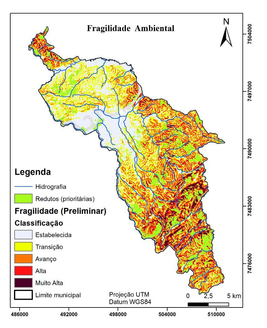 fragmentos florestais (redutos de florestas Atlântica), ou pela formação de corredores ecológicos no contexto da floresta residual Utilizando a abordagem multicritério e a Combinação Linear Ponderada