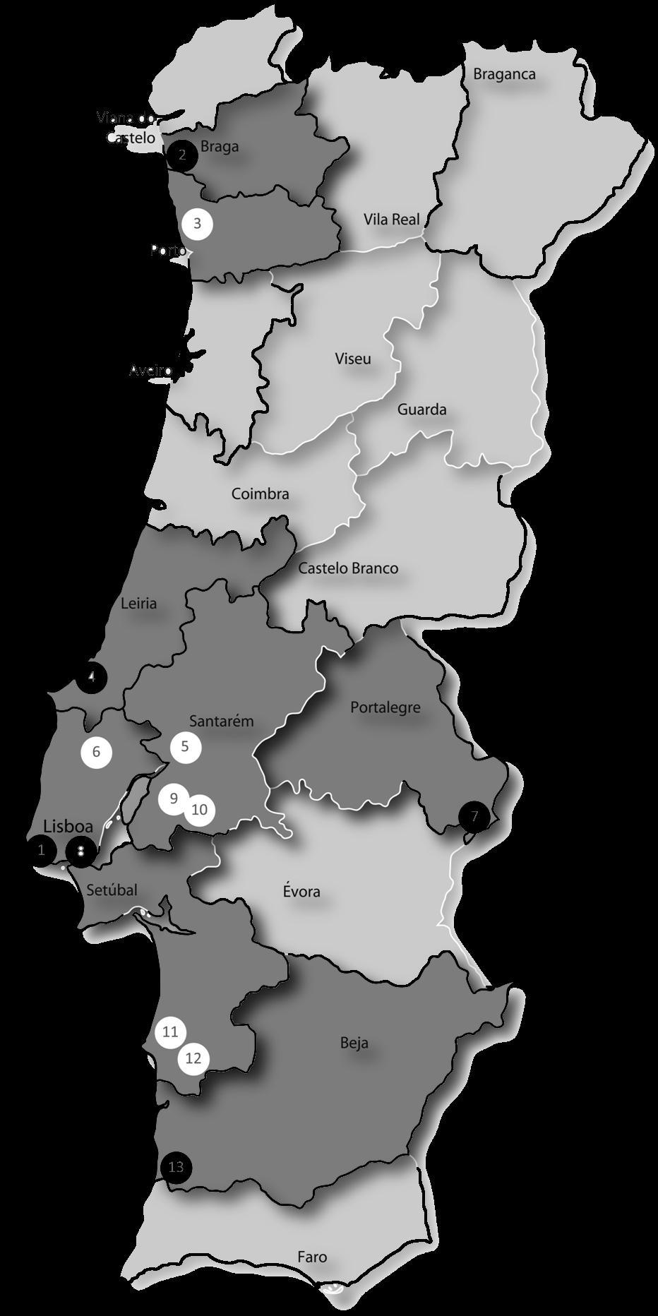 INIAV Headquarters 1 > Quinta do Marquês Oeiras Research Stations 2 > Pólo de Merelim (BPGV) Braga 3 > Pólo de Vairão Vila do Conde 4 > Pólo de Alcobaça 5 > Pólo de Santarém