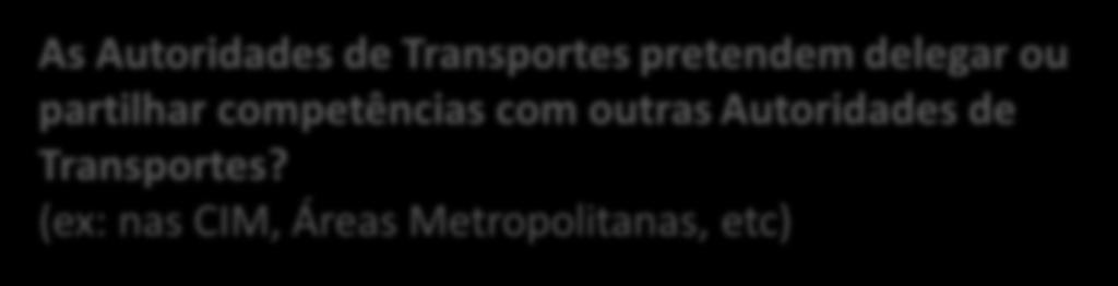 COMPETÊNCIAS DAS AUTORIDADES DE TRANSPORTES Delegação de competências dos Municípios nas CIM? Artigo 10.