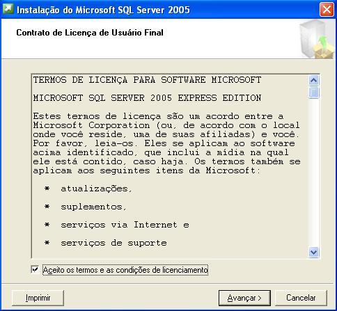 Na próxima etapa, clique no botão Instalar para instalar os componentes Microsoft SQL Native Client e Arquivos de Suporte à Instalação do Microsoft SQL