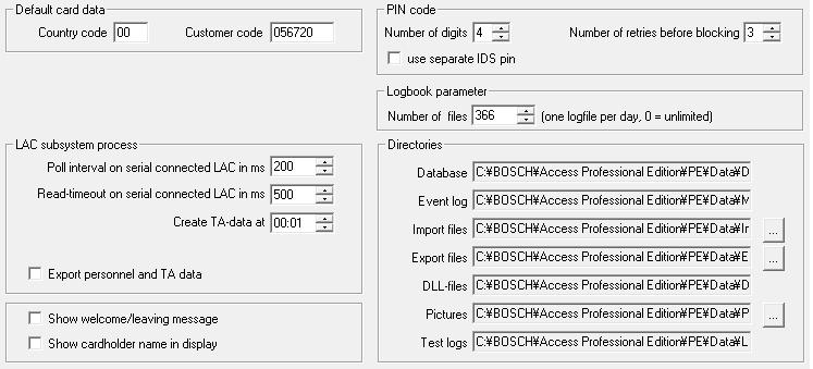 20 pt-br Geral Access Professional Edition 2.4 Configurações gerais do sistema As configurações gerais do sistema são apresentadas abaixo da lista de configurações do controlador.