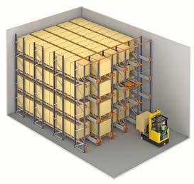 Cargas paletizadas X Pallet Shuttle semiautomático Sistema compacto de grande capacidade: até 40 m de