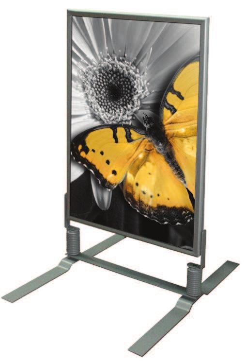 Double-sided aluminium snapframe for indoor or outdoor use.