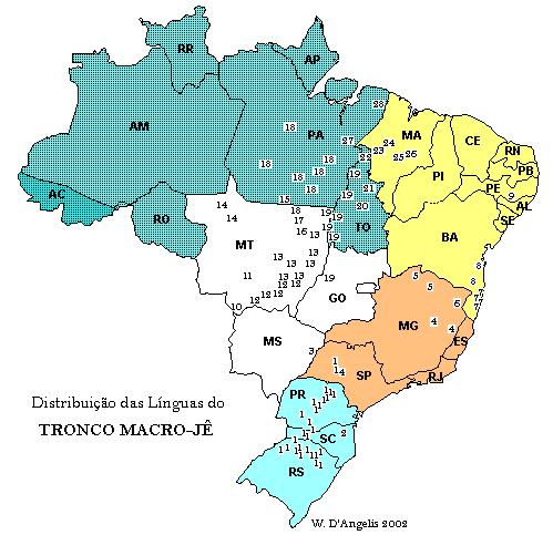 117 ANEXO A Mapa da Distribuição das Línguas do Tronco Macro-Jê (Brasil) 1. Kaingang (RS, SC, PR, SP) 15. Panará (PA) 2. Xokleng (SC) 16. Suyá (MT) 3. Ofaié (MS) 17. Tapayuna (MT) 4.