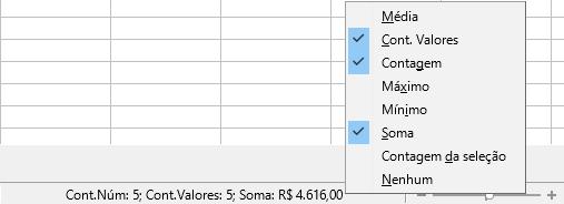 Desta forma você poderá visualizar os cálculos sem inserir uma função. Para apresentar esse recurso, usaremos o arquivo Cadastros.