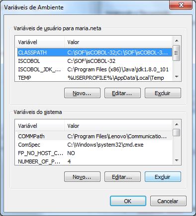 Clicar no botão Novo do item Variáveis do sistema; Criar a variável JAVA_HOME (caminho de instalação do Java 64 bits) conforme