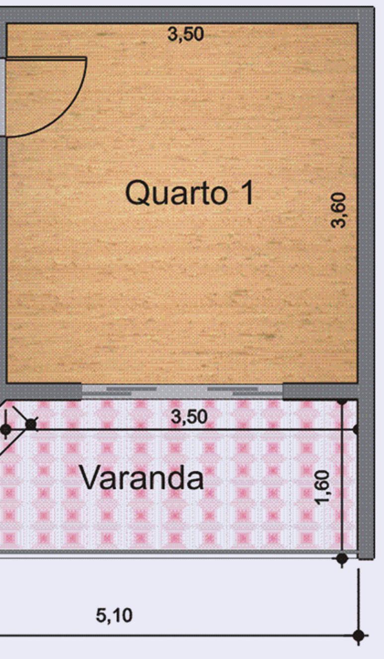 3,60 x 3,50 = 12,60 m 2 Quarto 2 Parte 1