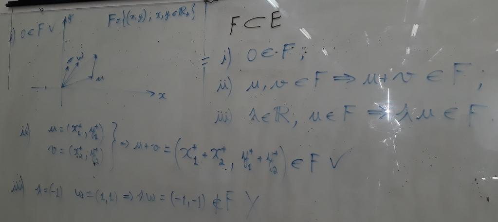 um subconjunto F E, tal que: i) 0 F ; ii) u, v F u + v F ; iii) α R, u F αu