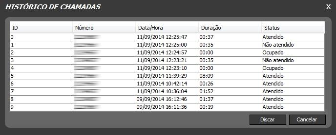 16 - Histórico de Chamadas Esta tela permite que o Agente