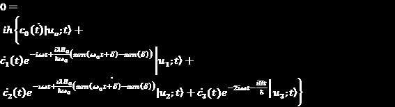 41 No caso do vetor de estado com campo magnético dependente harmonicamente no tempo (47) aplicando na equação de Schrodinger e após um pouco de álgebra temos: (49) diferenciais: Aplicando os BRA ; ;