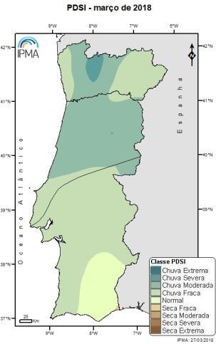 8% do território estava na classe de chuva severa, 68,4% na classe de chuva moderada, 19,8% na classe de chuva fraca e 0% na classe normal.