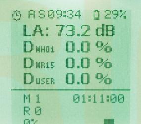 4. Descrição do display 9. Indicador da carga de bateria; 10. Nível de ruído; 20 21 22 9 11. Porcentagem de dose dosímetro 1; 12. Porcentagem de dose dosímetro 2; 19 18 17 16 15 10 11 12 13 14 13.