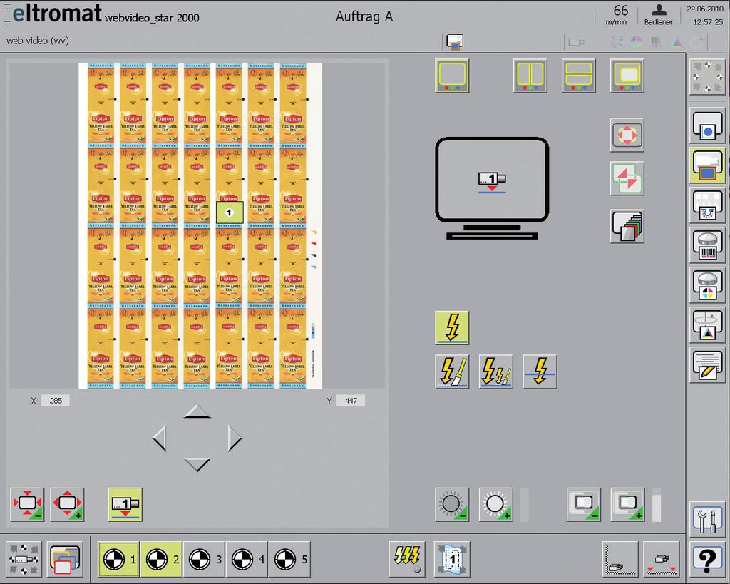 Funções padrão Pré-visualização do formato de impressão Para a rápida pré-visualização e orientação, o formato de impressão é escaneado com a câmera, opcionalmente câmera 1 ou câmera 2, e exibido