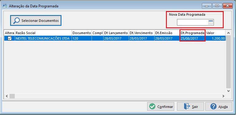 Clique no botão CONFIRMAR, para confirmar a alteração da data.