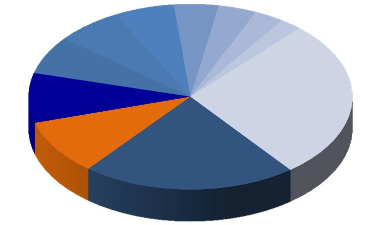 3,8% 4,5% Romenia 247449 3,5% 4,1% Argentina 116271 1,7% 1,9% 1153270 16,5% 19,3% Representatividade dos "10 +": Peso no Comércio Externo 80,7% Brasil 17,9% Espanha 15,1% 19,3% Holanda 8,8% Argentina