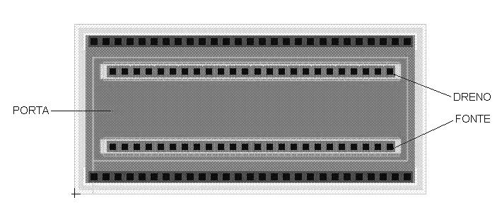 Figura 2-3 Layout de um transistor resistente à radiação (dogbone).