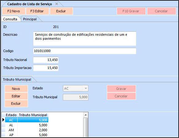 Cadastro de Lista Municipal de Serviços Como alguns municípios