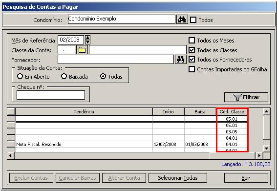 26. Código de classe na consulta de contas a pagar Disponível o campo código da classe em todos os registros de contas a pagar, que visa facilitar a localização dos lançamentos.