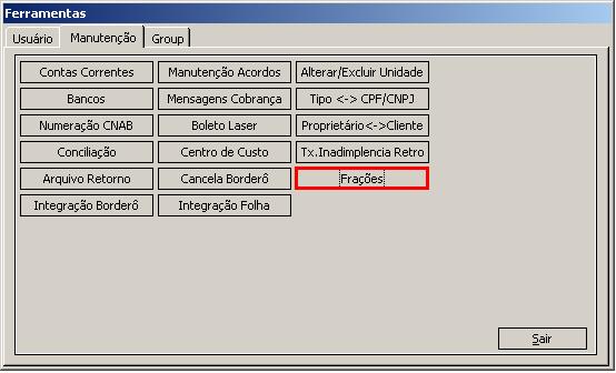 48. Cadastro de frações Disponível um utilitário para o cadastro do valor de fração para várias unidades no mesmo processo.