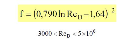 Re < 5 x 10 6 Gnielinski (1976) odificou a correlação na fora: T