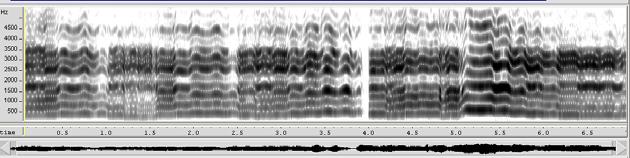 Figura 25 Espectrografia de Banda Larga do CT4 para o movimento melódico do trecho 01 realizada durante a fibronasolaringoscopia. 4.2.2 Trecho 01 - Salto 01 4.2.2.1 Coeficiente de Contato O tempo médio de realização do salto 01 foi de aproximadamente 2,5 segundos.