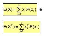 VALOR ESPERADO OU MÉDIA DE UMA VARIÁVEL ALEATÓRIA DISCRETA Seja X uma variável aleatória discreta, com valores x 1, x 2,..., x k.