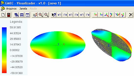 Capítulo 3: Emplos d Torção Livr Figura 3.3. Mapa do mpnamnto configuração dformada da sção transvrsal líptica rfrnt ao Prsnt Trabalho.