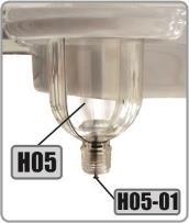 42 O filtro de umidade (H05) está localizado sob a Mesa Sprint. Para remover água acumulada, basta pressionar o pino (H05-1).